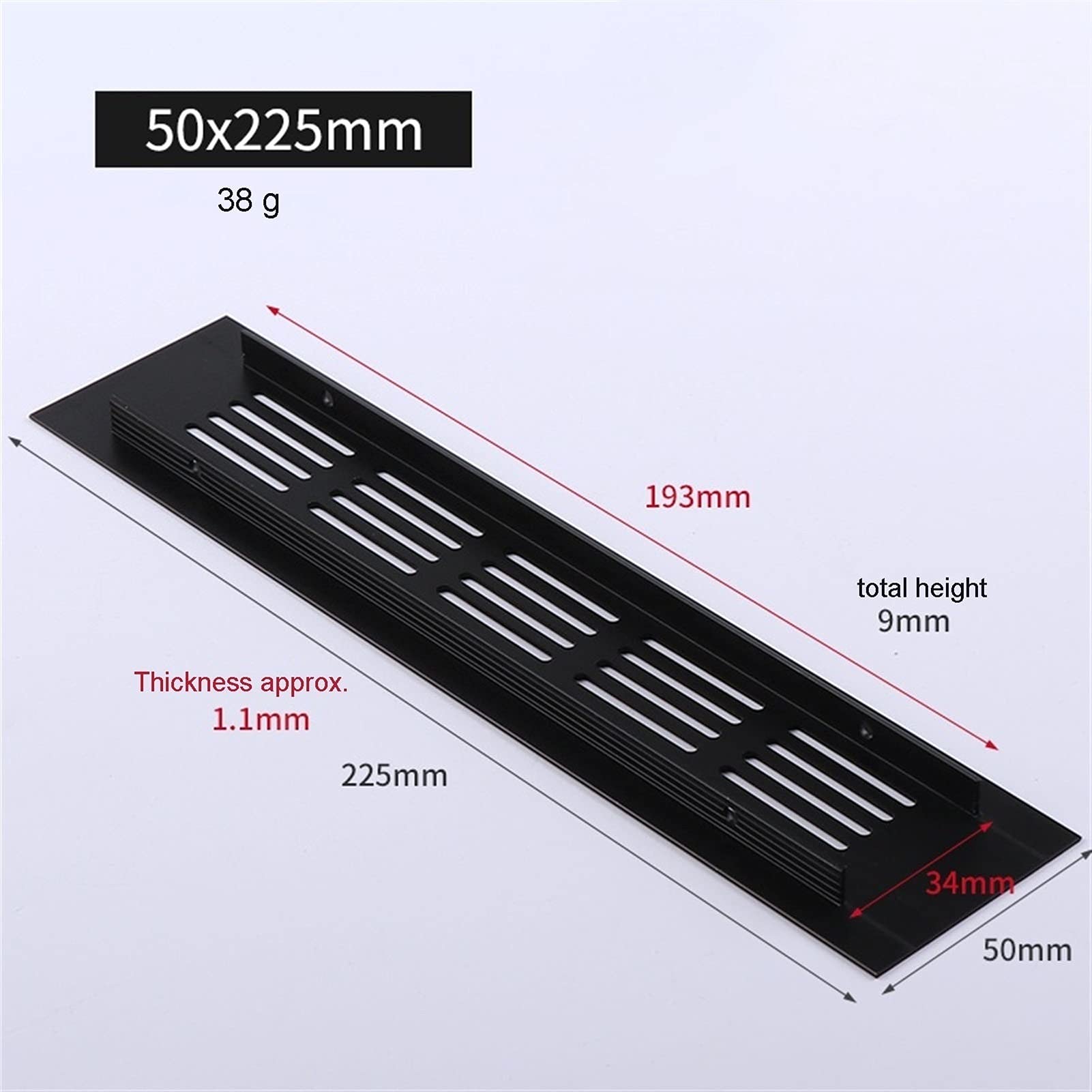 Lüftungsgitter Deckel Heizkörpergitter, Lüftungsgitter, atmungsaktives Netz aus Aluminiumlegierung, schwarzes Schranklüftungs-Abluftkühlgitter(80x100mm)