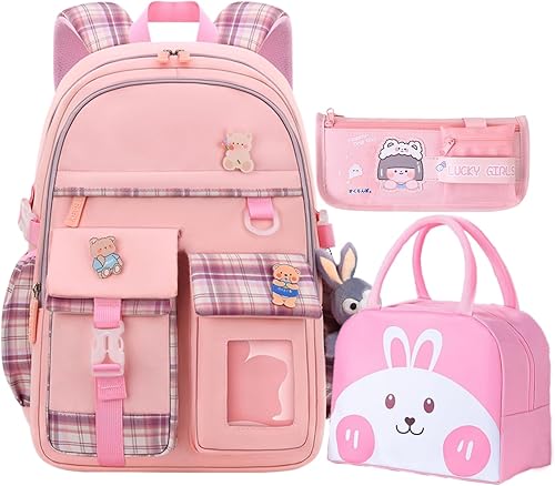 ACEIOT Mochila para niñas, mochila Kawaii para niños con lonchera y estuche para lápices, mochilas escolares para niñas, Mochilas Escolares para