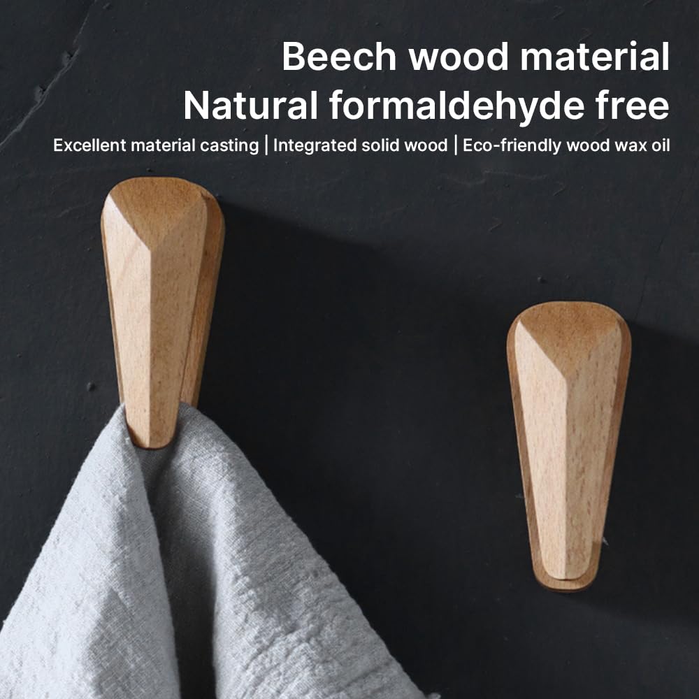 Beech Wood Towel Clips Gravity Ball Wall Mount Towel Holder Cupboards Kitchen Bedroom (2 Pack)