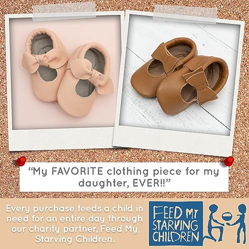 BirdRock Baby Bow and Knot Moccasins - Genuine Leather Baby Girl Shoes (Latte Knot, US 6.5) by BirdRock Baby - Image 2