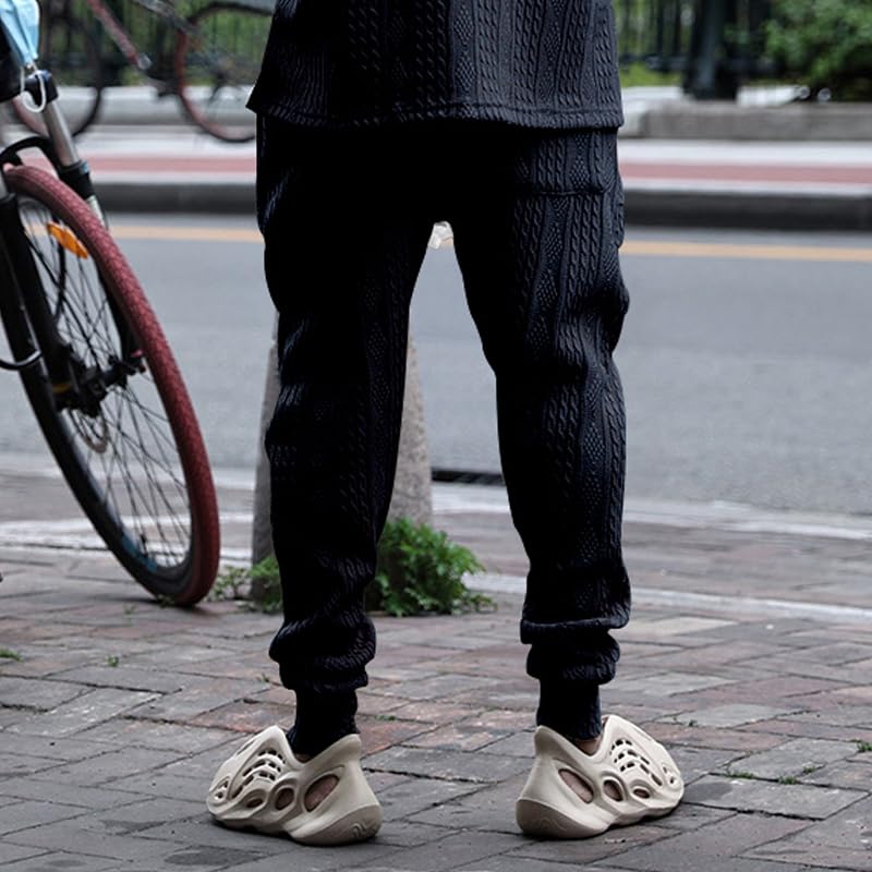 ZOCANIA Mens Casual Pants Jacquard Knit Trousers Drawstring Waist Baggy Yoga Sweatpants Outdoor Athletic Pants4