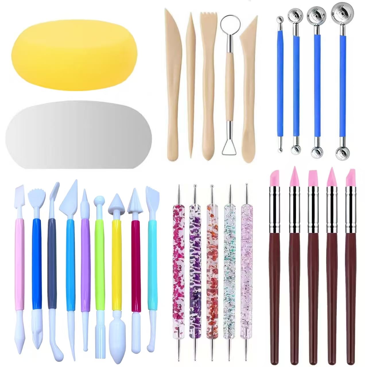 9 Pcs Clay Sculpting Tools Set, Double-Ended Plastic Air Dry Clay Tool Kit, Clay Tool for Pottery, Polymer, Air Dry Clay, Ceramic, Modeling, Shaping, DIY Crafting
