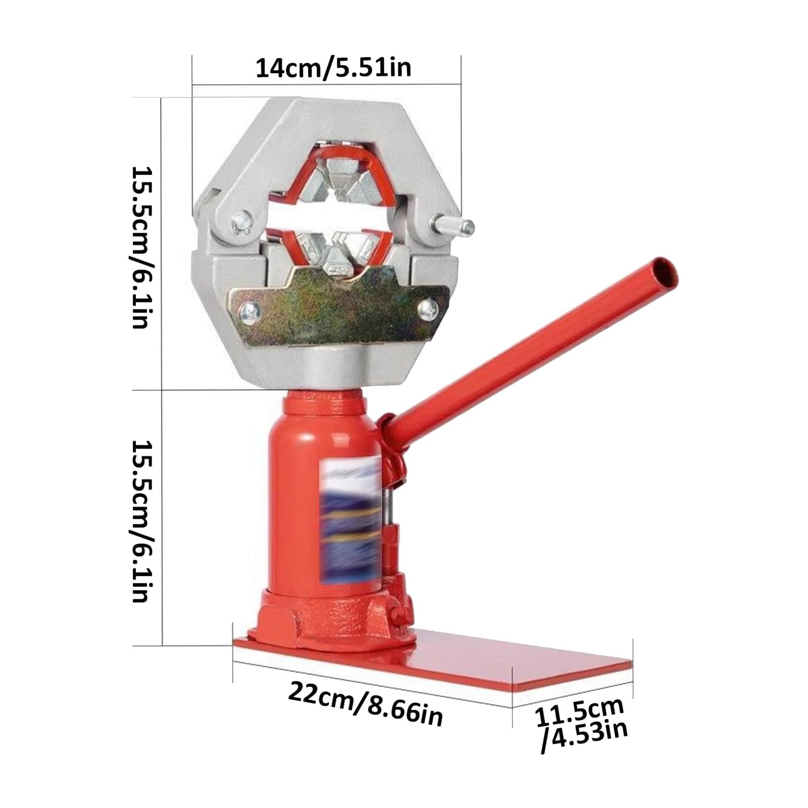 Crimpatrice per tubi flessibili a bottiglia manuale, crimpatrice per tubi flessibili idraulica da banco da 7T, 4 stampi, pressa per tubi flessibili idraulici agricoli ad alta pressione a 6 denti