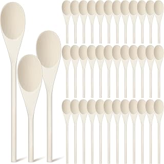 Nosiny 48 Pcs Wooden Spoons Gifts for Cooking Crafts, 8, 10, 12 Inch Wood Spoon Bulk Wooden Cooking Spoons Set for Crafts Baking Kitchen Stirring Eating Tasting Cookware