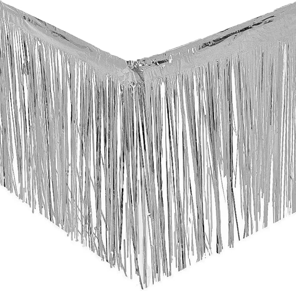 Jojofuny Metallic Blue Fringe Table Skirts - 4 Pack Tinsel Garland For Party Decorations