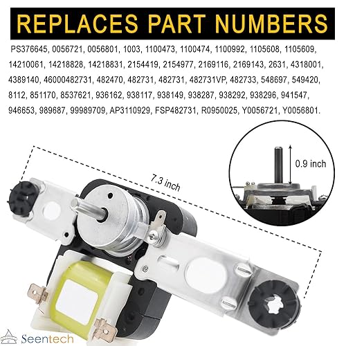 Miniatura 4 de Seentech 482731 Kit de motor del ventilador del evaporador - Compatible con refrigeradores Whirlpool Kenmore, congeladores - Reemplaza: 4389140