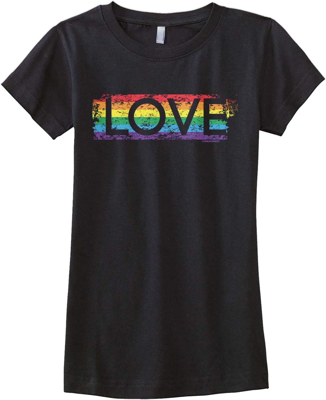 Threadrock Big Girls' Gay Pride Rainbow Love Fitted T-Shirt