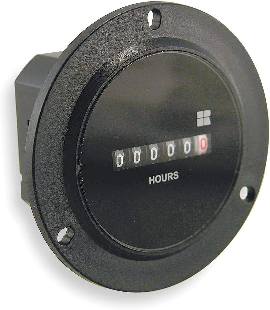 Inc. 722-0004 Hour Meter, 3-Hole Round, 90-240VAC 50/60Hz, 6 figure, Hours & 1/10s (Original Version)