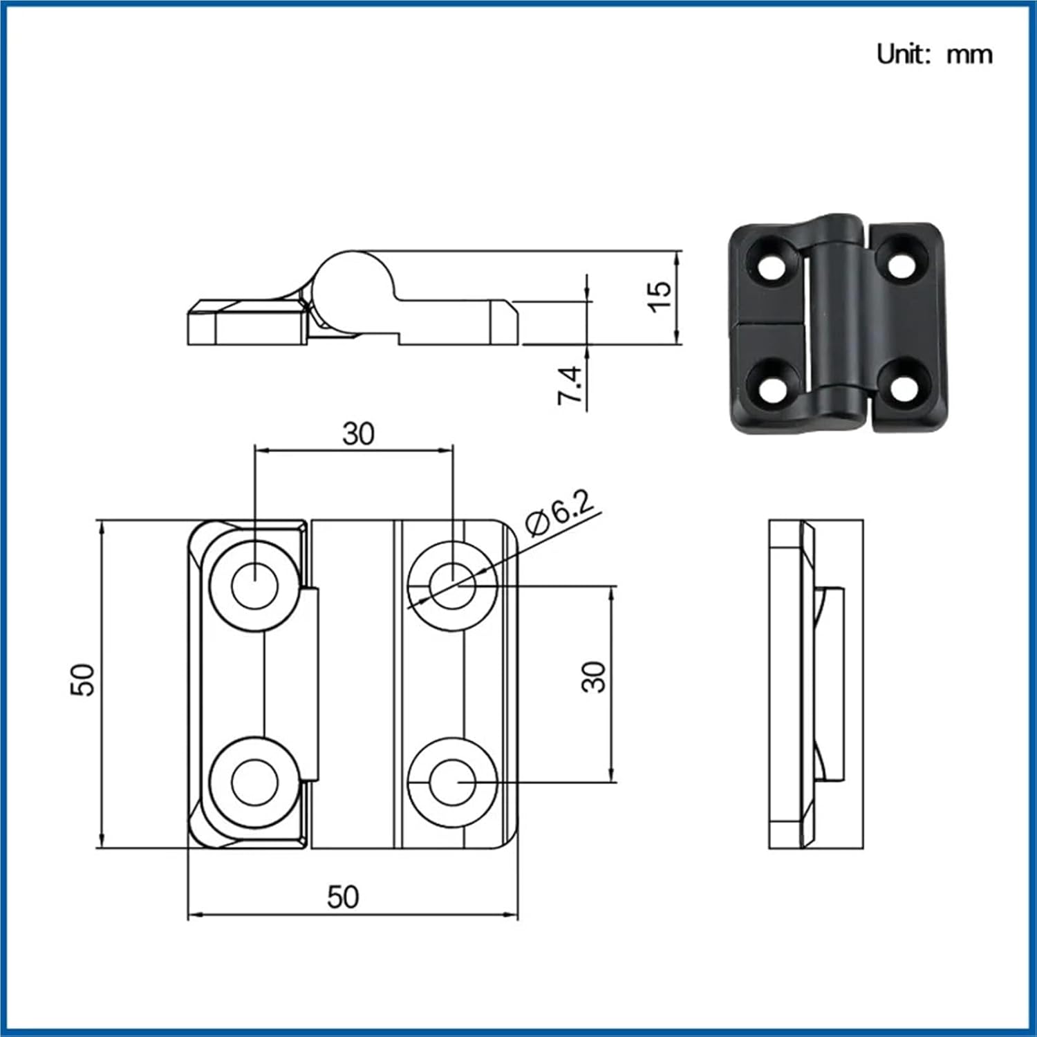 Torque Zinc Alloy Square Damping Hinges 1Pcs(1.5N.m)