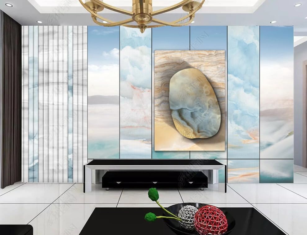 Papier peint intissé géométrie fil d'or marbre poster geant mural luxe - 2