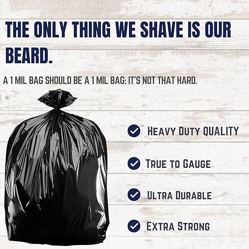 Miniatura 3 de Plástico 32  33 galones bolsas de basura de 1 mil, negro resistente, para basura de 13.0 x 39.0in (100 unidades)