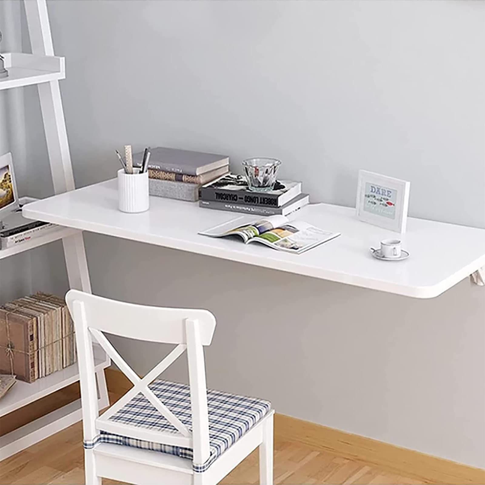 PEAMAN Folding Wall Mounted, Drop-leaf Table Folding Desk White Wall Mounted Floating Folding Table, Folding Leaf Dining Table Storage Shelf (Size : 40x30cm)