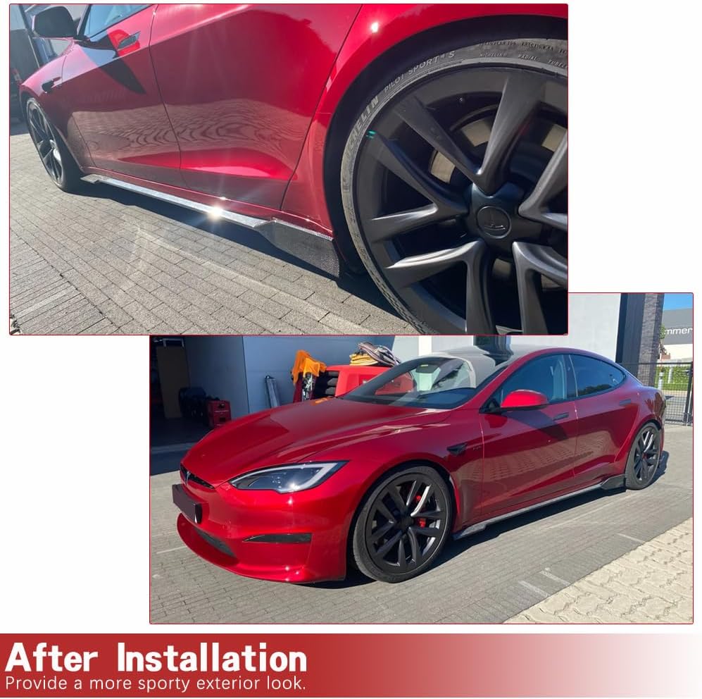 Model S Real Carbon Fiber Side Skirts for Tesla Model S Sedan 4 Door 2021-2023 Car Side Skirt Extension Rocker Panel Factory Outlet (A Style)