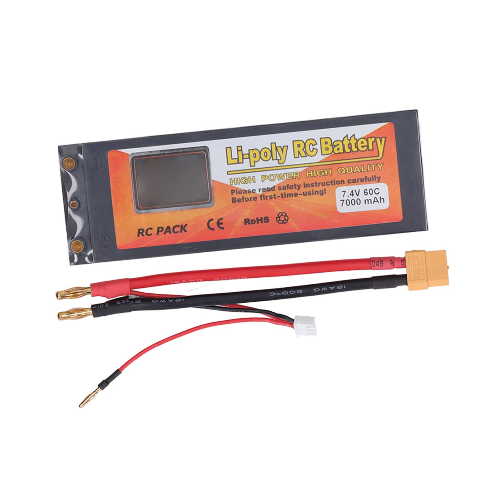 Generic Batteria Li Poly RC Potente Batteria Lipo da 7000 MAh 7,4 V 2S con Spina XT60 per Modello RC, Adatta per Modellismo di Auto 1/10 1/8, capacità Elevata per gli Appassionati di Auto