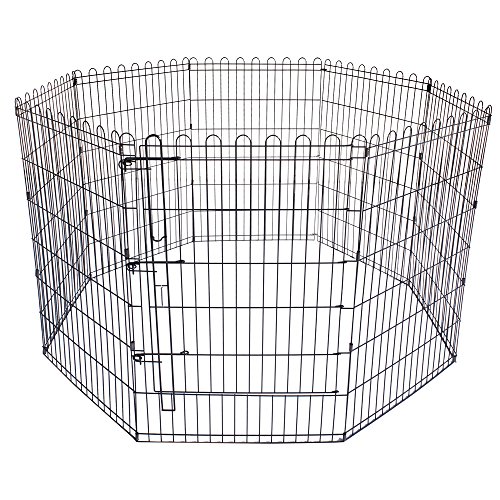 Pet's Solution - Recinto per Cani di Taglia Piccola e Media, con Ampia Porta, Pieghevole, in Metallo Resistente, 91 cm di Altezza, Nero