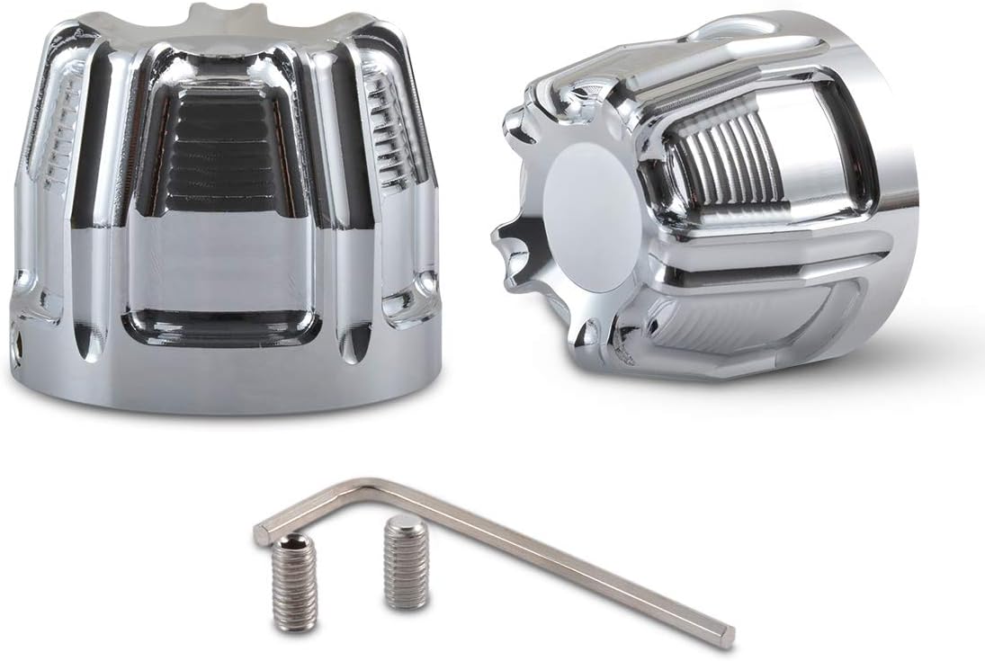 KATUR Motorcycle Front Axle Nut Cover Axle Caps Set for Harley Sportster Softail Dyna V-Rod Touring Street Glide Silver