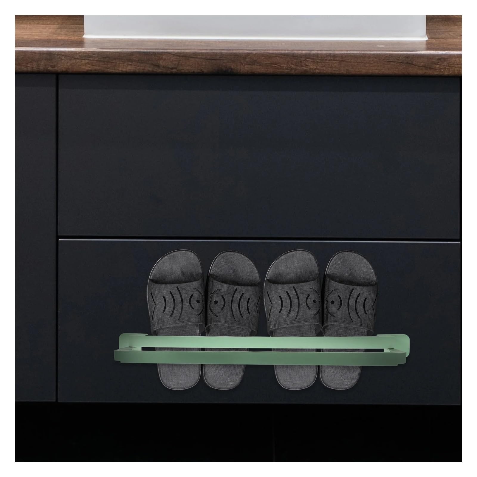 Set di scarpiere da parete, 2 pezzi, pieghevole, con porta asciugamani, salvaspazio, design elegante verde