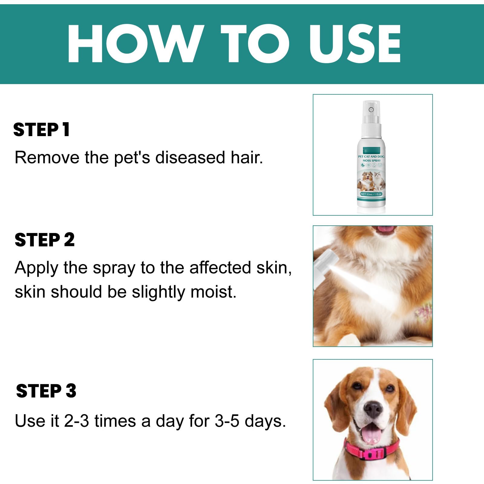 Spray Antiseptique pour Chiens et Chats,Spray de Guérison pour Animaux,Gel Soin des Plaies pour Animaux,Spray de Cicatrisation pour Animaux de Compagnie,1PC