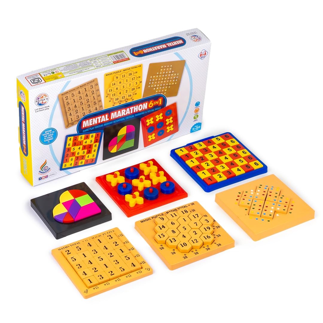 Ratnas 6 in 1 Mental Marathon Set of Mind Challenging Puzzle Games Like Square Colour Match, Sudoku Quest, Heart Puzzle, 3D Tic Tac Toe, Magic Maths Total 15 & 38 for Kids & Adults 5 to 99 Years (B0CZJ49J87) Amazon Price History, Amazon Price Tracker