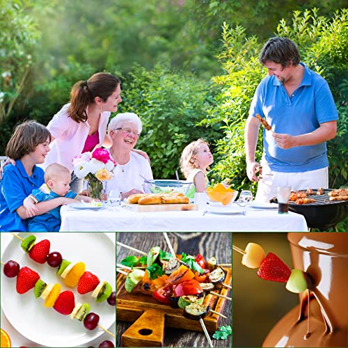 Bamboo Skewers 10 Inch Kids Friendly/True Semi Pointed, Safe Non Pointy Sticks for Kabob Kebab BBQ Fruit Chocolate Fountain Bouquet Flower Craft, Long Candy Sticks with Dull Tip