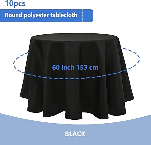 Miniatura 2 de Paquete de 10 manteles negros para mesas rectangulares de 6 pies, manteles de 60 x 126 pulgadas, manteles de poliéster para mesas rectangulares,