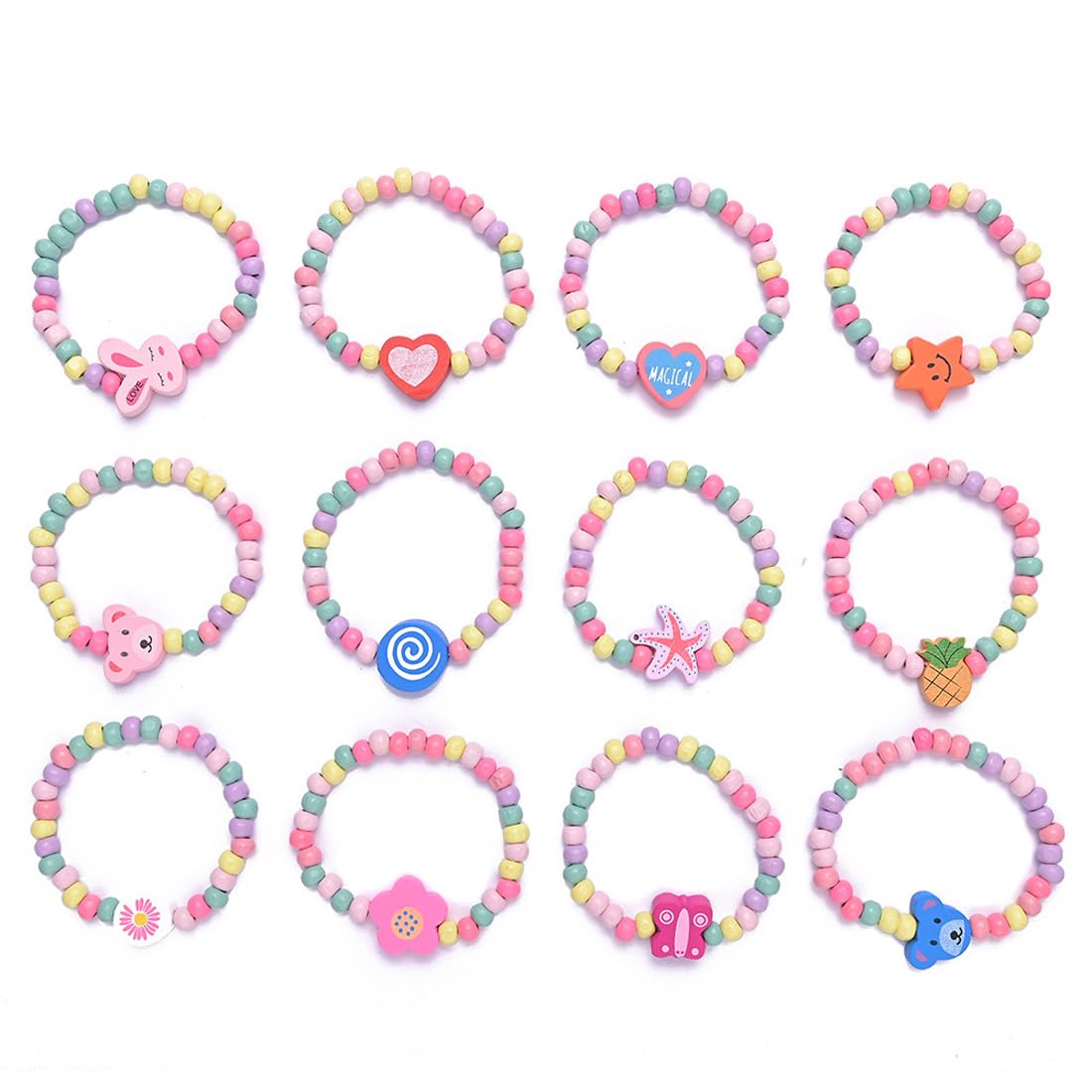 KQNM Pulseras de la Amistad, Pulseras para niños, Pulseras para niñas, Pulseras de la Amistad para niños, Regalos de cumpleaños para Fiestas, Regalos para niñas, 12 Unidades