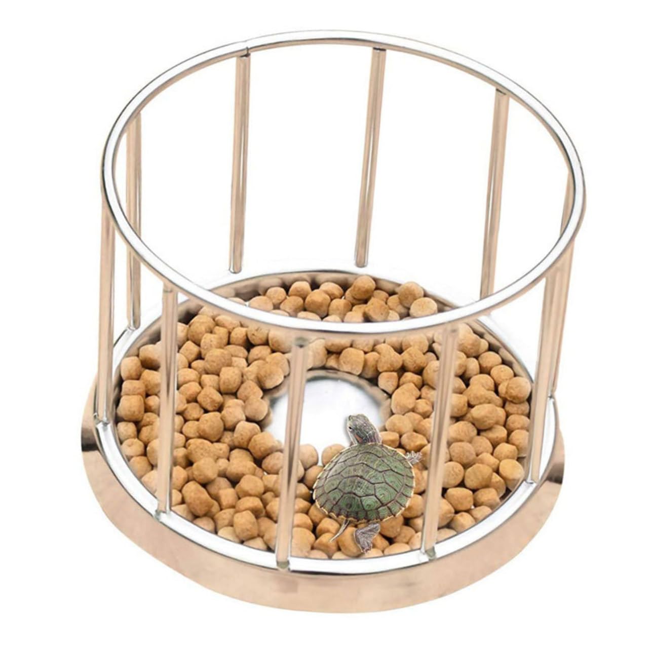 Mangiatoia per Tartarughe Design Pratico in Acciaio Inossidabile, Ciotola Rotonda Antiruggine per Cibo e Acqua per Rettili