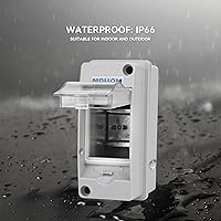 Vista 3 de MOLLOM Caja de protección de distribución MCB del disyuntor de 2 vías con carril DIN, impermeable IP65, para interiores y exteriores