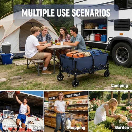 Collapsible Wagon Cart with Extendable Storage - 5.8cu.ft Capacity,300lbs Heavy Duty,Compact Foldable Wagon Cart for Grocery Shopping,Outdoor,Camping,Sport Events,Garden,Vendor Markets,Soccer Games by KAMPGATHR - Used condition - Image 7