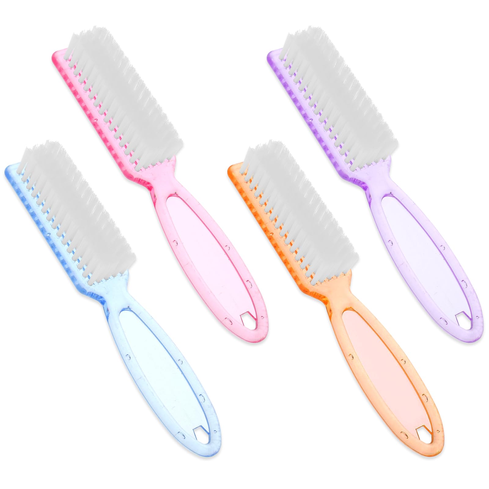 WLLHYF Lot de 4 brosses à ongles avec poignée à poils souples 4 couleurs Outil de manucure Ensemble de brosses à récurer pour ongles et orteils (bleu+violet+rose+orange)