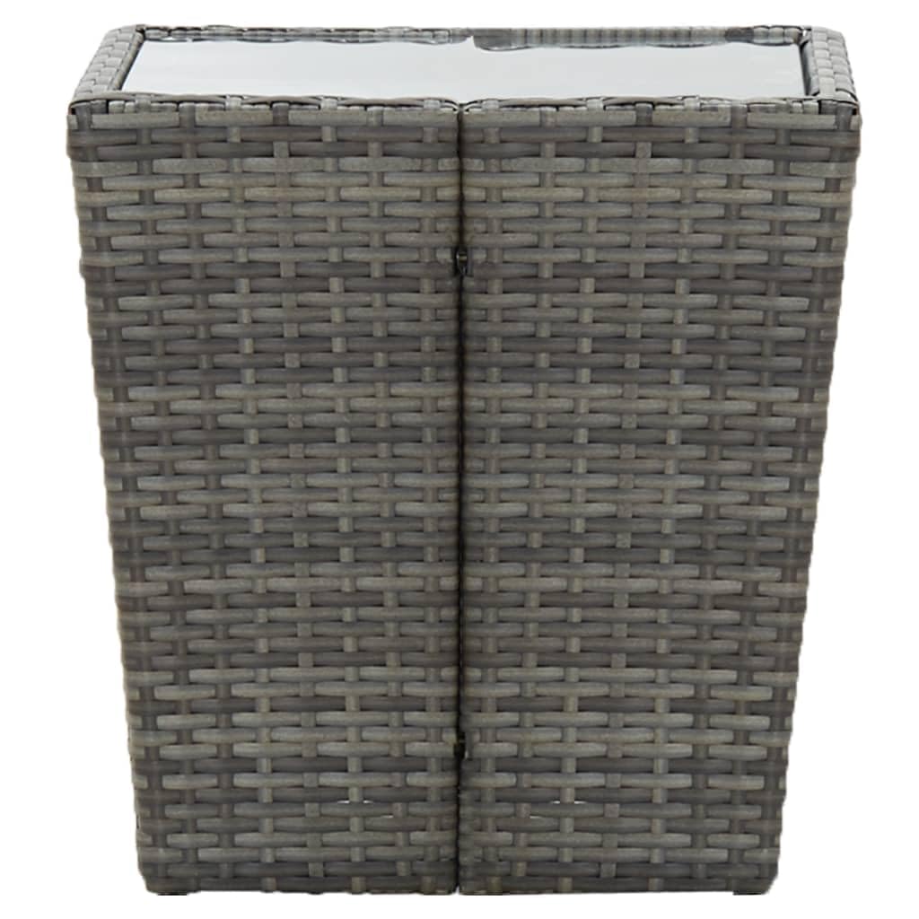 vidaXL Beistelltisch Gartentisch Gartenmöbel Balkontisch Tisch Terrassentisch Bistrotisch Couchtisch Kaffeetisch Grau 41,5x41,5x43cm Hartglas Poly Rattan