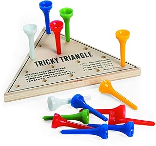 Fun Express Tricky Triangle Game-Brain Teasers, Wooden Toys & Games, Children Activities (6 Puzzles) | Throwback Classic peg Game | Great for Down time at Events | Weddings | reunions | Parties