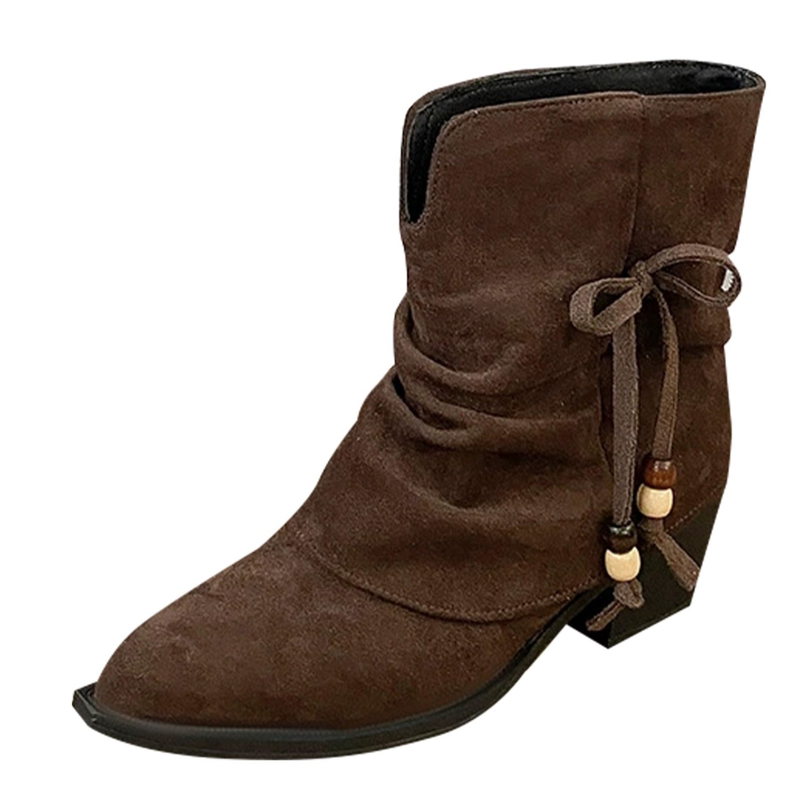 Stiefeletten Damen Overknees Stiefel Fold Over Shark Boots Kniehohe Weitschaftstiefel mit Absatz Blockabsatz Übergangsstiefel Dressy Kniestiefel Rutschfest Langschaft Damenstiefel Westernstiefel