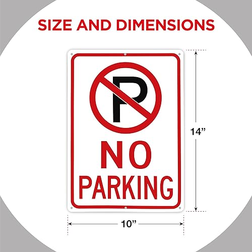 Miniatura 3 de OLANZU Señales de no estacionar  Paquete de 4 letreros de 10 x 14 pulgadas  Señales de metal de grado ingeniero de no estacionar  Señales de no