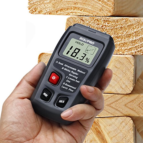 Wood Moisture Meter, RISEPRO Digital Moisture Meter 2 pins Wood Moisture Tester Water Content MT-10
