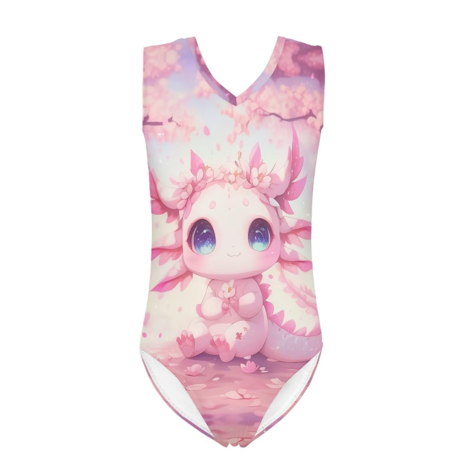 Girls Swimsuits Size 3-14 Kids Summer Sleeveless One Piece Bathing Suit Beach V-Neck
