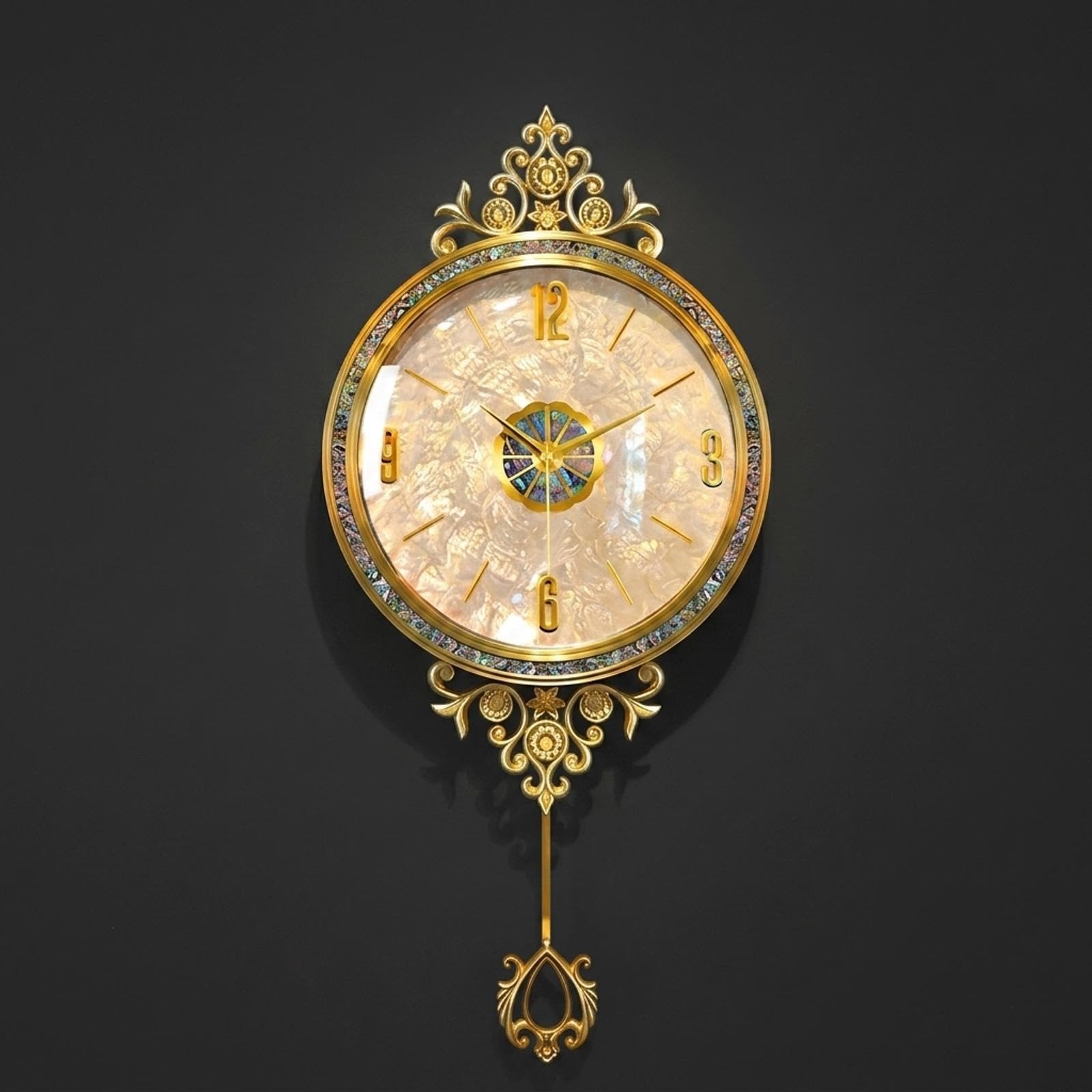 Large Decorative Wall Clock, Silent Non-Ticking Wall Clock with Pendulum