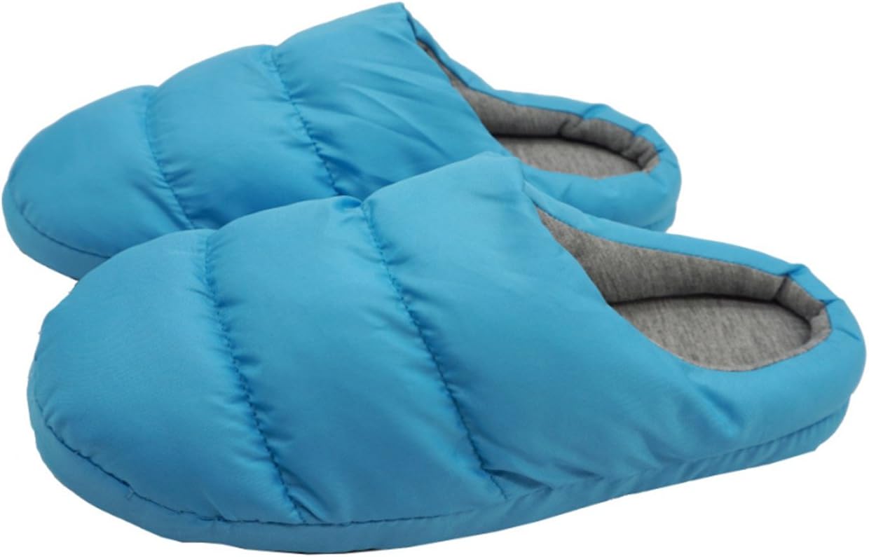 DeeCoo Premium Cotton Warm Indoor House Winter Slipper (6-7 B(M) US, B:Light Blue)