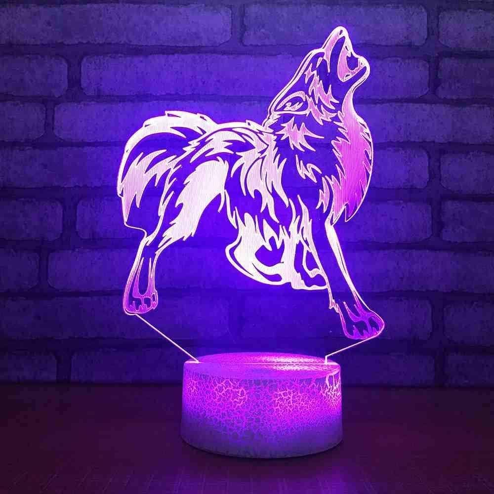 althiqahkey 3d LED visual touch usb 7 colors change wolf calLED modeling creative night lights animal desk lamp home decor lights