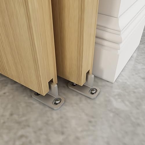 Miniatura 2 de JUBEST Juego de 2 guías de suelo para puertas correderas de granero de aluminio plateado