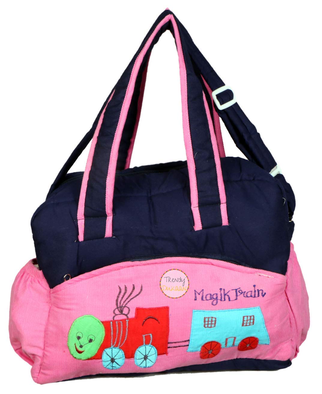 Wearilio Newborn Baby Multipurpose Polyester Diaper/Mother Bag with Holder Diaper Changing Multi Compartment (Colors and Design May Wary). (Codroy Pink)-image-12