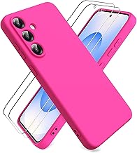 Ikziwreo Case for Samsung Galaxy S25 FE 5G, 2 Pack Tempered Glass Screen Protector, Anti-Shock Case Protection Gel Ultra Soft Case Samsung S25 FE - Hot Pink