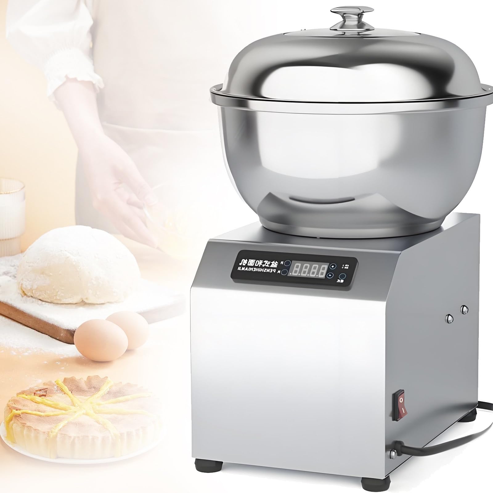 FANGQMM Commercial Dough Maker, Dough Mixer 5KG/8KG Large Capacity Electric Dough Maker with 0-30Min Adjustable Time, Stainless Steel Electric Dough Maker for Restaurant, Bakery, Home 8kg
