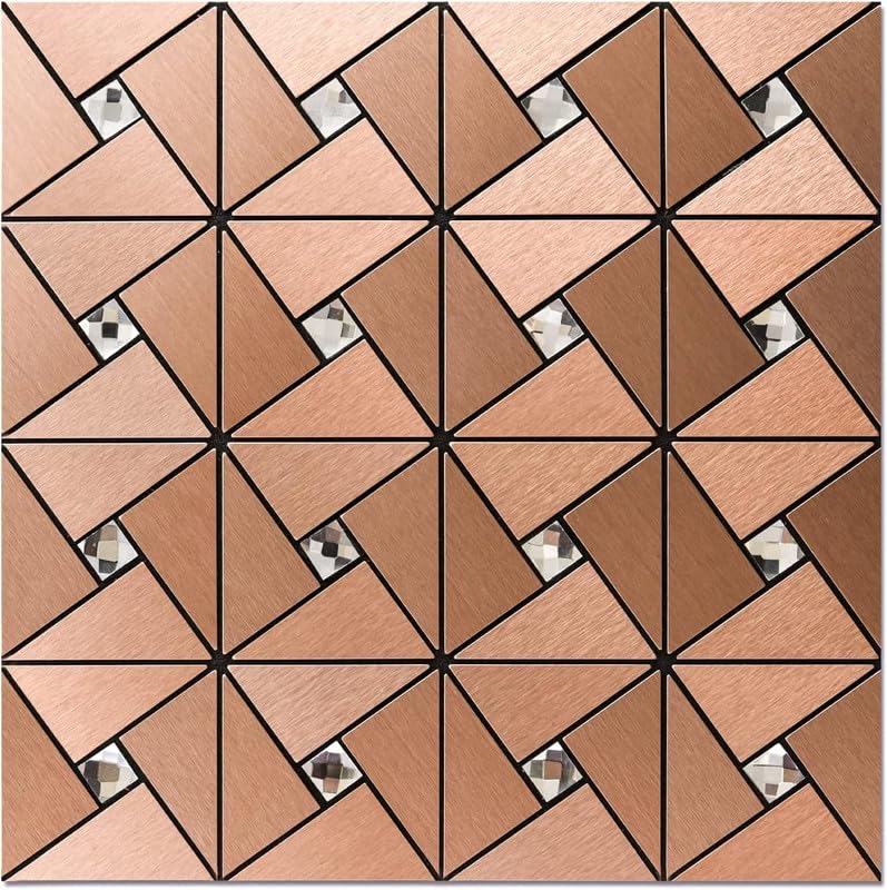 Dehome Peel and Stick Tile Metal Backsplash | Wall Decor Mosaics Tiles Sticker for Kitchen, Bathroom | Metal Mosaic Smart Tile Sticker Wallpaper for Kitchen, Living, Wash Room (Copper, 40) (B0CV4FFTW5) Amazon Price History, Amazon Price Tracker