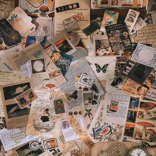 400pcs Scrapbook Supplies, Vintage Scrapbook Stickers Papers, Journaling Supplies Washi Stickers Retro Adhesive Paper Decals for Album Art Craft by ANUWKS - Image 2