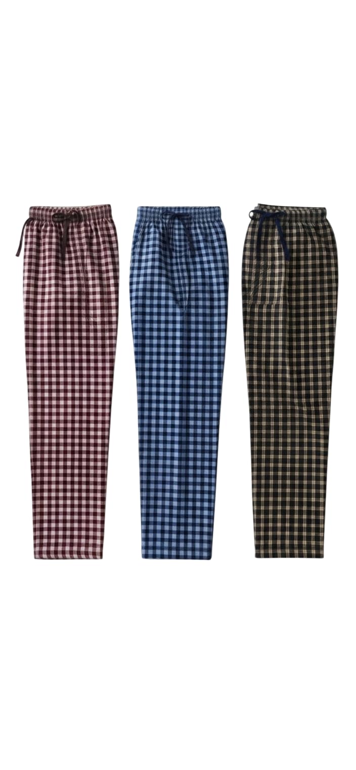 Men's Super Combed Cotton Checkered Checkmate Pyjamas | Elasticated Waist, Drawstring | Loungewear for Men-image-27