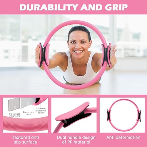 Miniatura 3 de Kit esencial de pilates para mujer, equipo de entrenamiento en casa de 14 piezas con anillo de bola circular de pilates, bandas de resistencia y