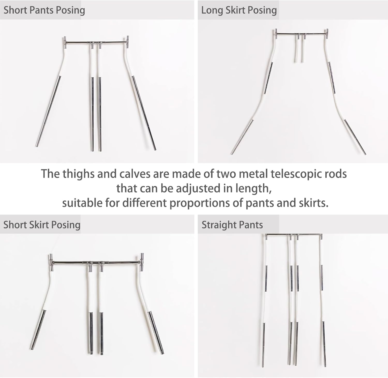 Metal Body Shape Clothing Display Hangers with Adjustable Hip and Legs, Clothes Rack for Retail Boutique, Unisex Mannequin Torso for Photography Show Fashionable Dress Form (Unisex)