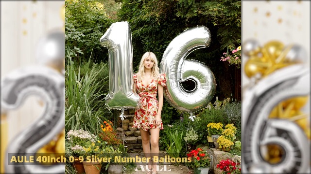 AULE 40 Inch Large 24 Balloon Numbers Silver, Big Foil Number