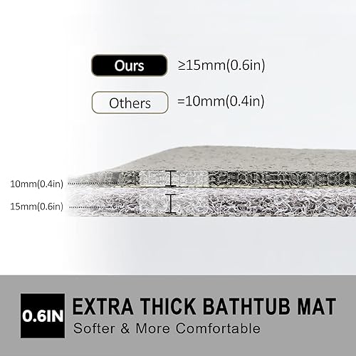 Miniatura 5 de Rzoysia Tapete de ducha extra grande, 35 pulgadas de grosor para cabina de ducha y bañera texturizada, tapete de baño de secado rápido con drenaje,